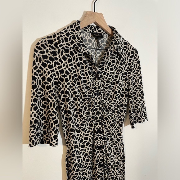 Laundry Shelli Segal Stretch Knit Slinky Shirt Dress Sz 2 Button Down Belted EUC - Picture 5 of 11